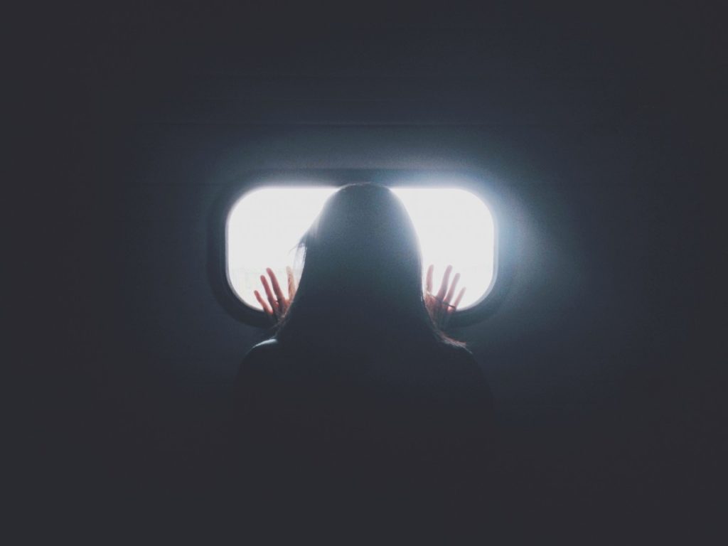 looking out of an airplane