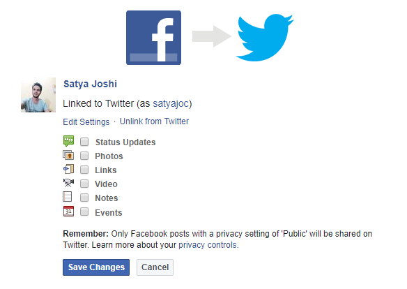 link facebook with twitter