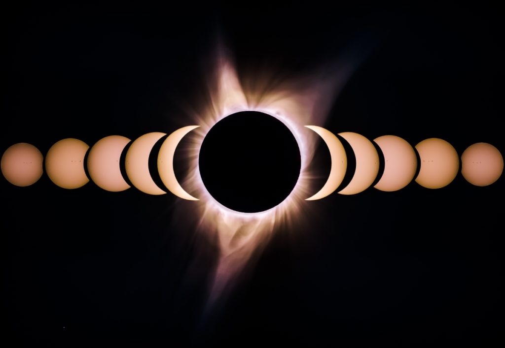 stages of total solar eclipse of 2019