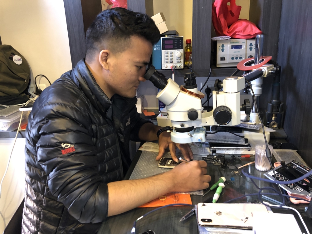 Jack working in mobile business in nepal